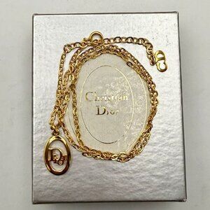 Christian Dior Vintage 17" Oval Dior Gold Necklace